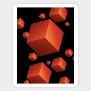 Floating Cubes red Sticker